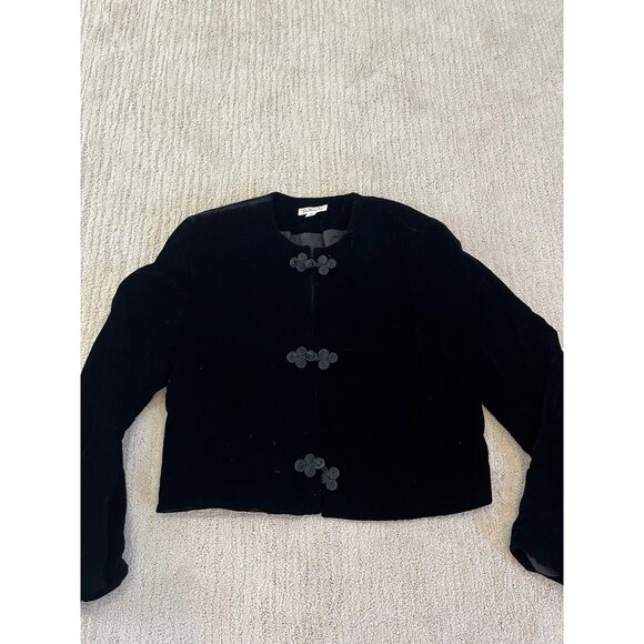 Talbots Black Velvet Cropped Jacket Classic Evening Bolero sz 14 - Picture 2 of 10